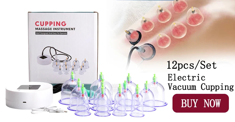 6Pcs Vacuum Cupping Sets with Pumping Gun Suction Cups Back Massage Body Cup Detox Anti Cellulite Cans Healthy Care Jars