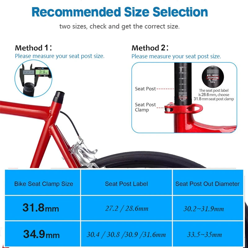 Bike Seat Post Clamp Quick Release Aluminum Alloy Bicycle Seatpost Saddle Lock MTB 31.8mm 34.9mm Cycling Accessories