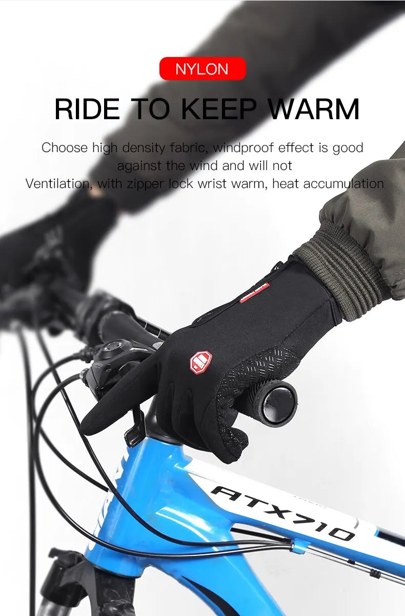 Autumn Winter Warm Cycling Gloves Thermal Outdoor Sport Running Bicycle Ski Gloves for Camping Hiking Motorcycle Gloves Men