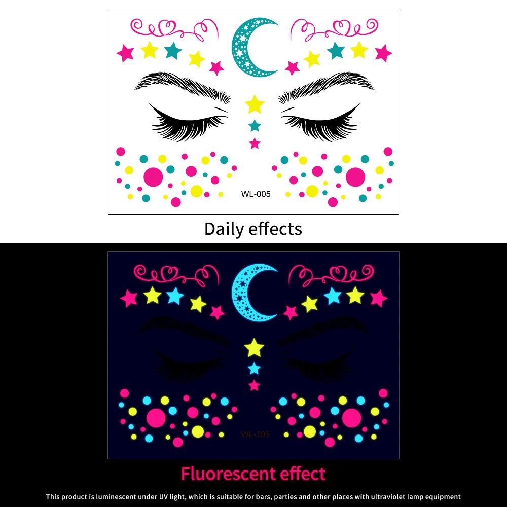 3D Face Eyes Party Makeup Tattoo Sticker Acrylic Diamond Rhinestones Sticker Self-adhesive Mixed Crystal Face Decoration Sticker
