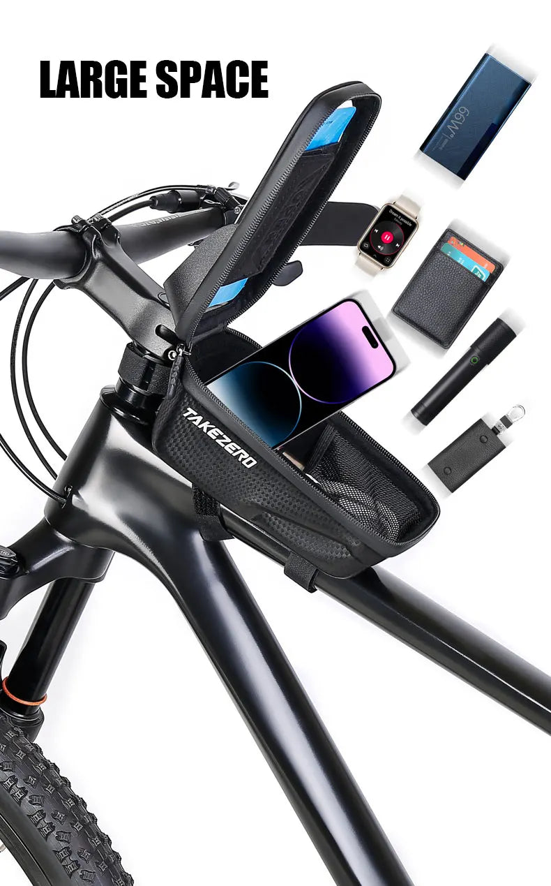 TAKEZERO A2 Mountain Bicycle Bag - Hard Shell EVA Front Bar Bag for Road Bikes, Mobile Phone Handlebar Bag - Cycling Equipment