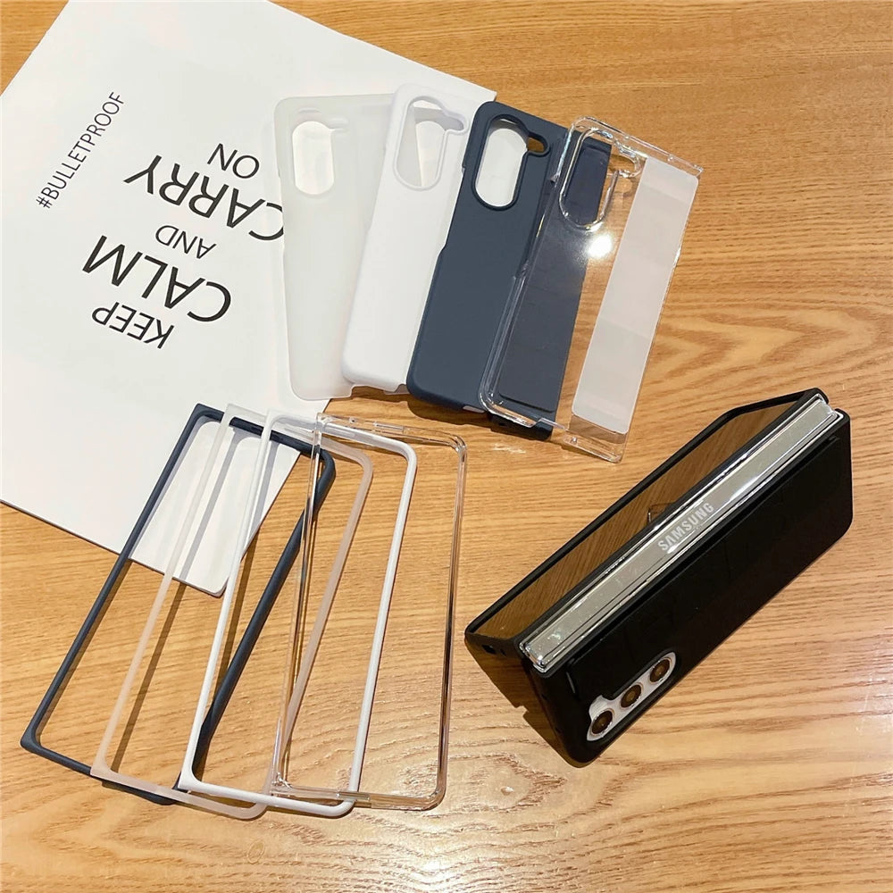 Luxury Soft Silicone Wrist Strap Bracket Phone Case For Samsung Galaxy Z Fold 6 5 4 3 ZFold 3 Cases Ultra Thin Matte Hard Cover