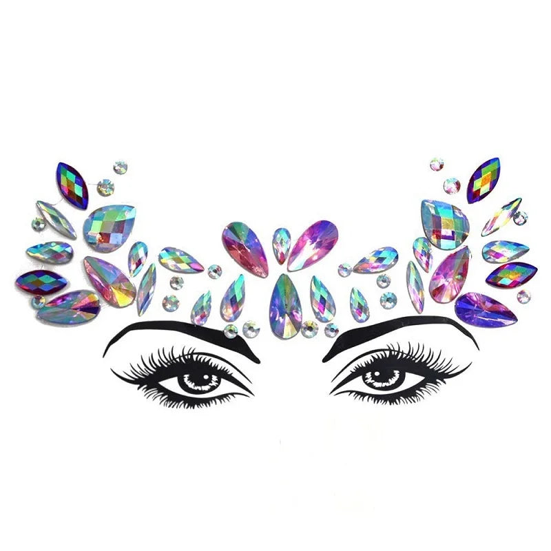 3D Rhinestone Bright Face stickers for festival Glitter Makeup Jewelry Sticker on Face crystals Gems jewels diamonds decoration