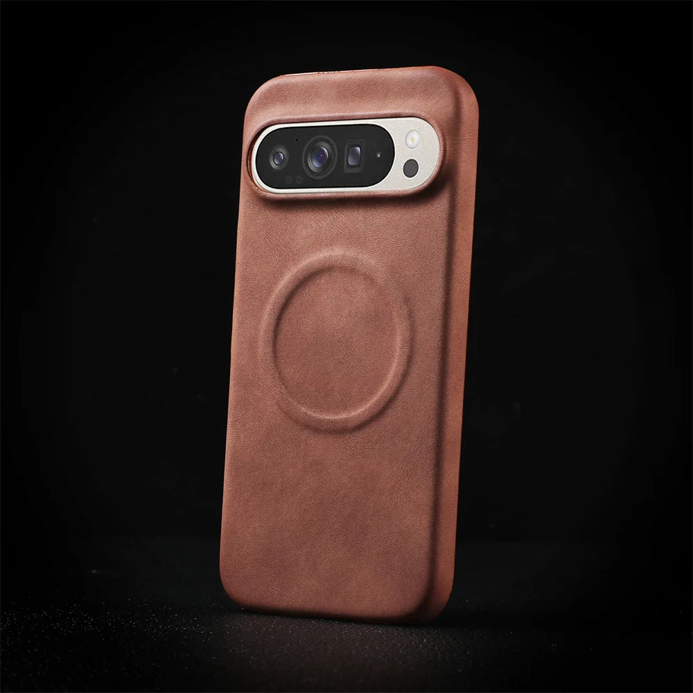 Luxury Sheepskin Leather Magnetic Phone Case For Google Pixel 9 8 7 Pro XL 8A 7A Shockproof Business Matte Hard Solid Back Cover