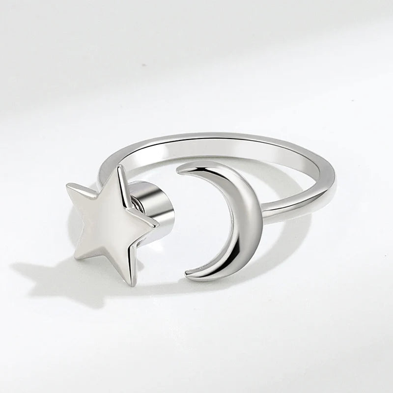 Anti Stress Anxiety Fidget Rings for Women Stainless Steel Sunflower Sun Star Spinner Ring Christmas Jewelry Gifts