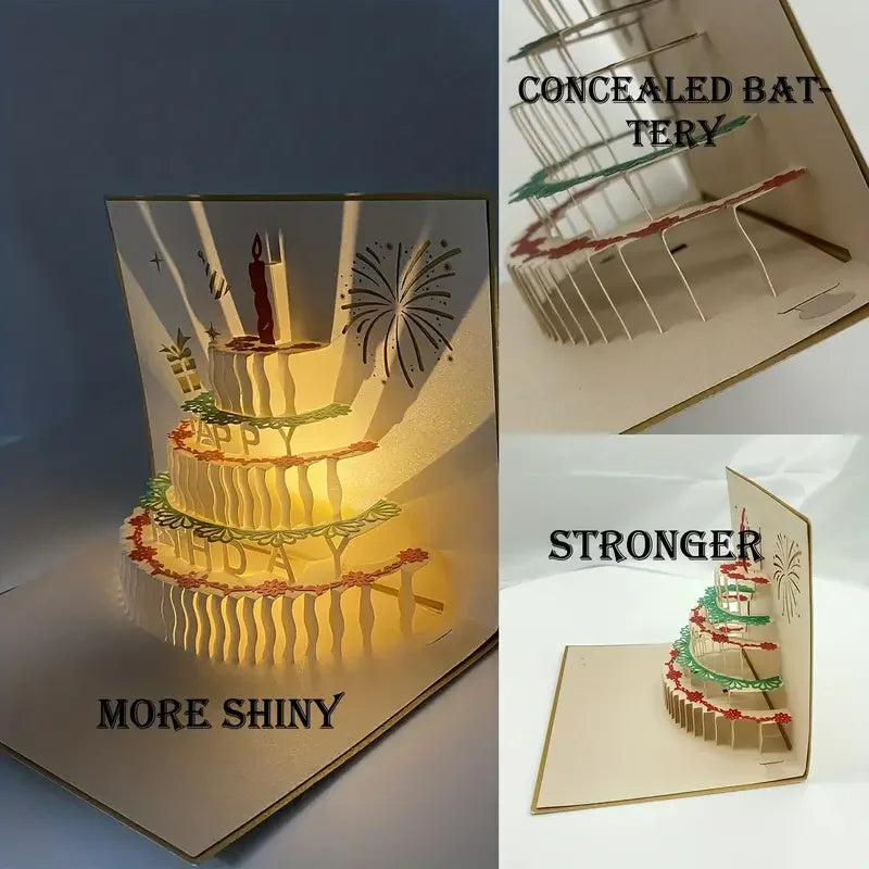 Musical Birthday Greeting Cards 3D Pop Up Gift Card with Led Music Gift Cards with Envelope Wedding Decorations for Tables