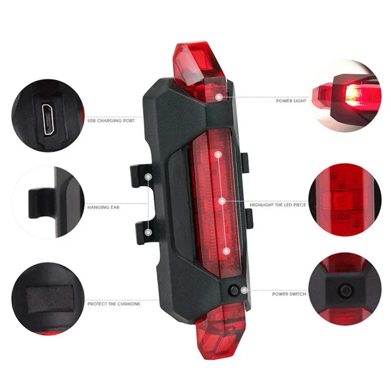 NEW T6 LED Bicycle Front Light With Taillight USB Rechargeable Lantern Zoom Bike Headlight Cycling Flashlight Bike Accessories
