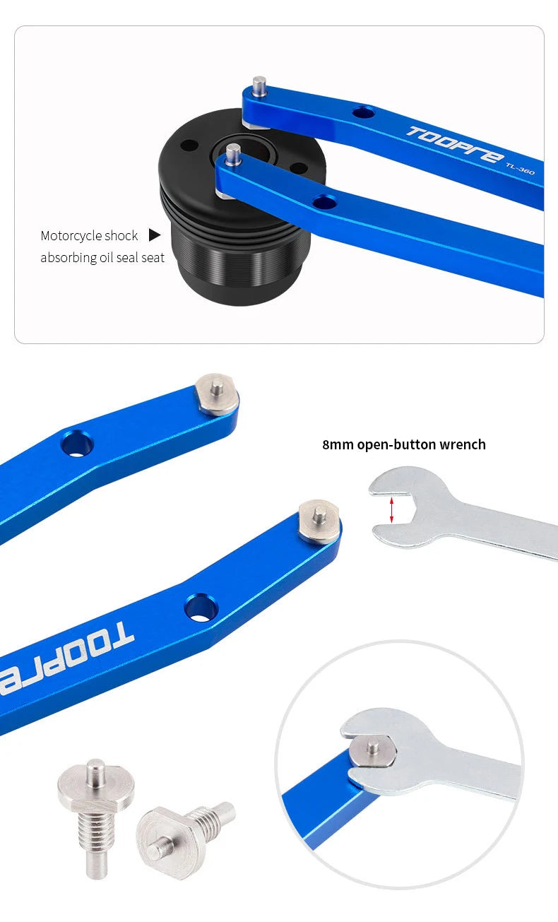 TOOPRE Bicycle Pin Hook Adjustable Wrench DUB Crank Cover Removal Tool Motorcycle Shock Oil Seal Seatshock Fork Repair Tool