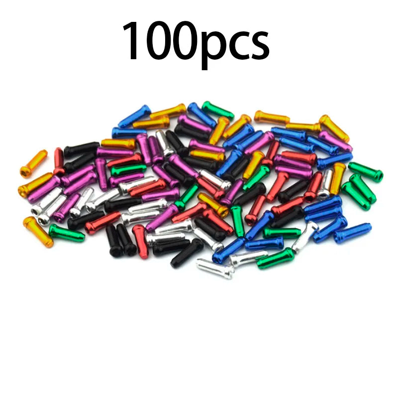 50/100pcs Bicycle Cable End Caps Aluminum Alloy Bike Brake Shifter Cable Tips Wire End Cap Multiple Colors Bike Line Core Caps