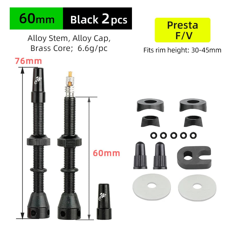 Bicycle F/V Tubeless Valve 44 60 80mm W/Tool Optional For Gravel Bike Aluminum alloy Pole Brass Core Presta Valve Cycling Parts