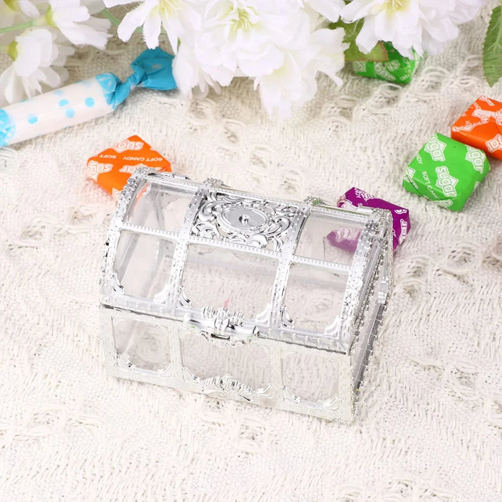 Vintage Treasure Chest Storage Box Transparent Pirate Candy Jewelry Display Box for Wedding Party Birthday