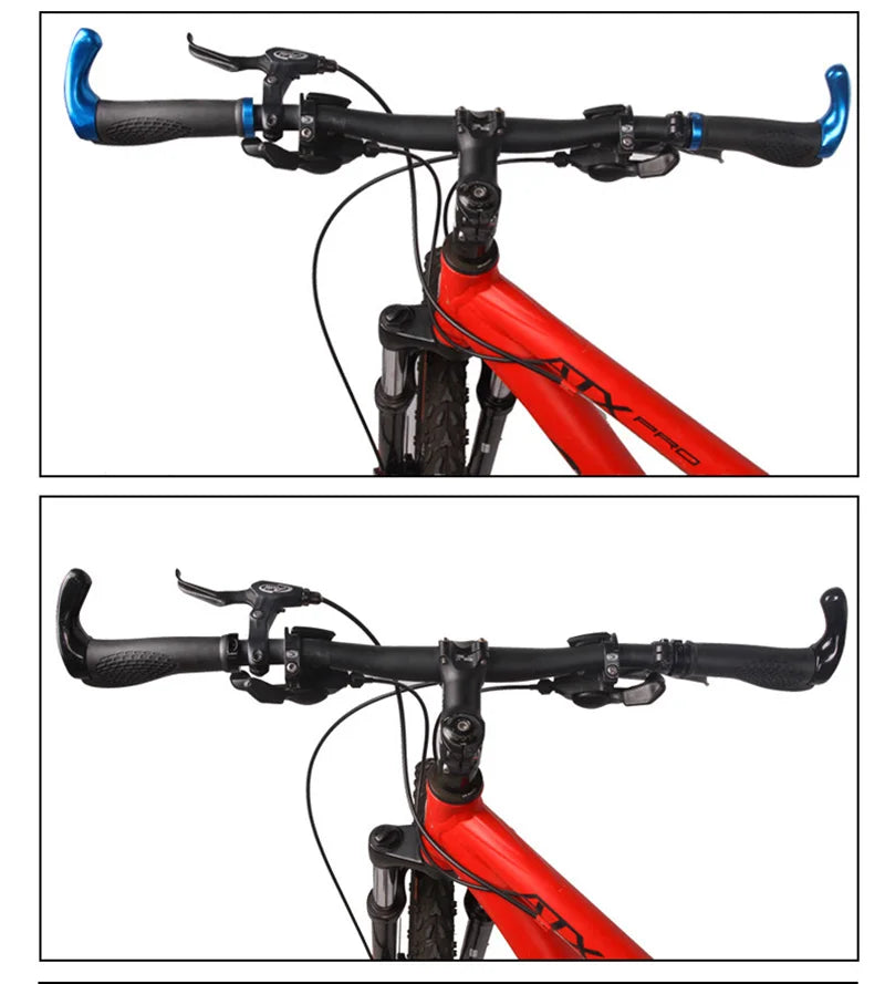 1 Pair Bicycle Handlebar Grip Ergonomic Anti Skid Lock on Handle Cover Aluminum Alloy Rubber Grips MTB Bike Accessories