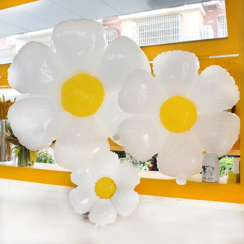 1/10Pcs Daisy Balloon Huge White Flower Aluminum Foil Balloons for Birthday Baby Shower Wedding Daisy Party Decorations Supplies