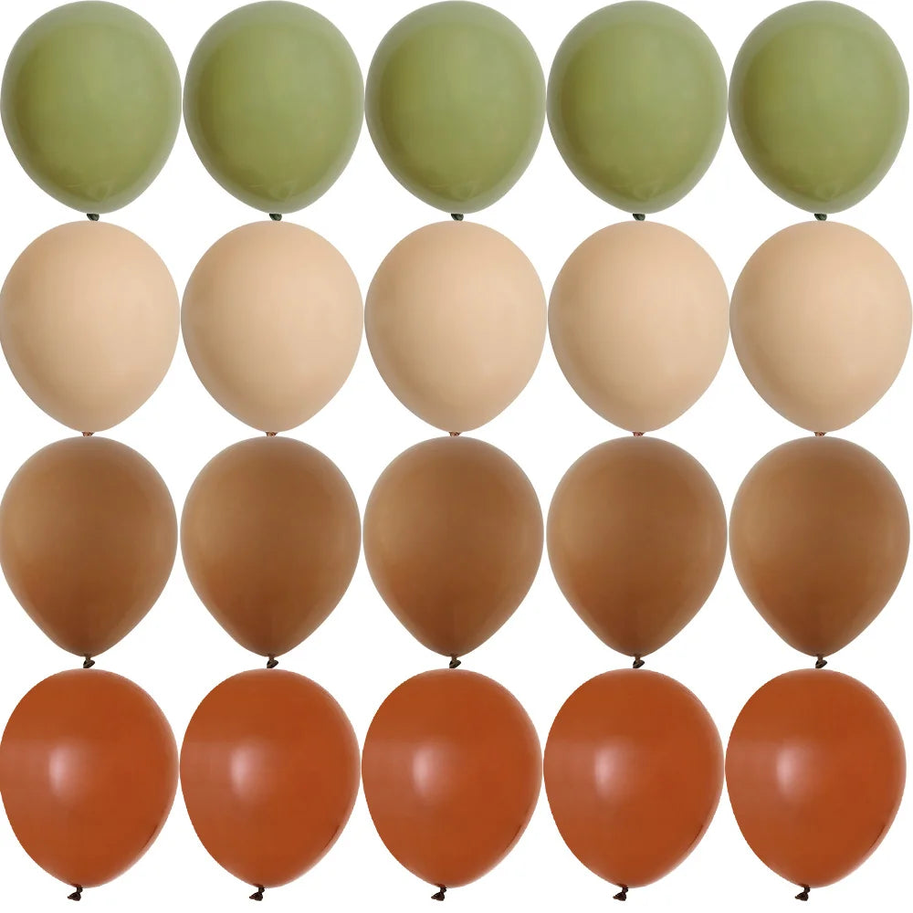 15/20PCS 10inch Vintage Balloons Retro Khaki Green Balloon Set for Wedding Anniversary Happy Birthday Party Decoration Supplies