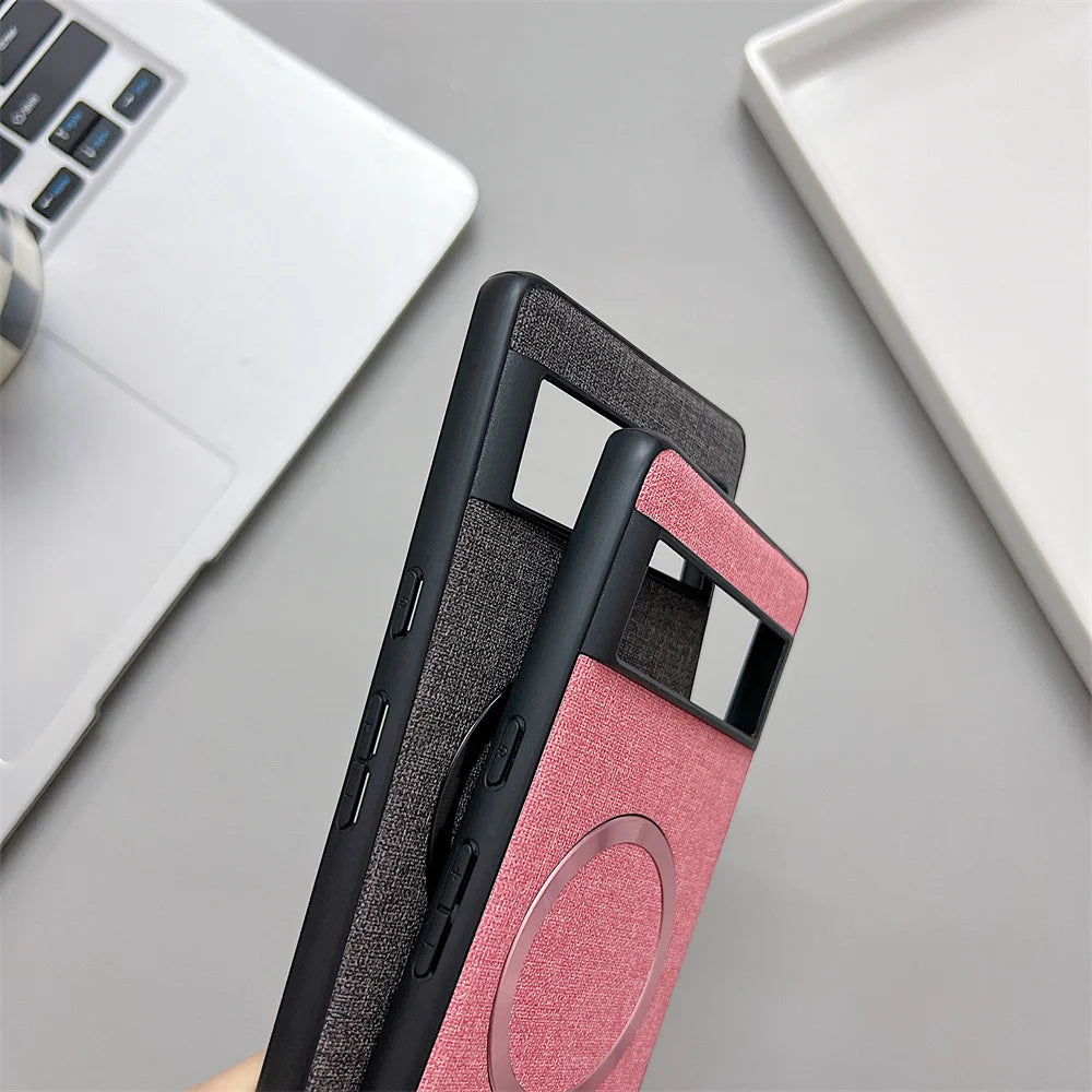 Luxury Business Magnetic Wireless Charging Case for Google Pixel 9 ProXL 6 7 8 Pro 6XL 5A 6A 8A Magsafe Linen Leather Slim Cover