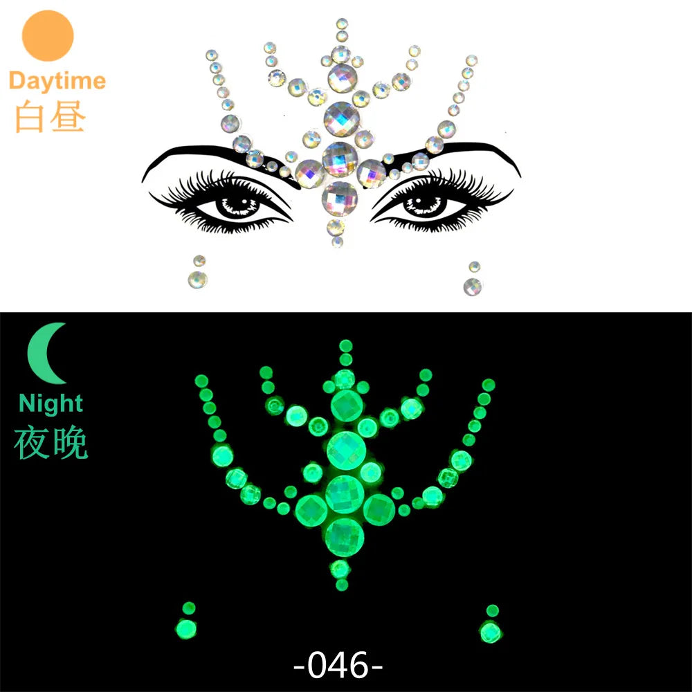 3D Rhinestone Bright Face stickers for festival Glitter Makeup Jewelry Sticker on Face crystals Gems jewels diamonds decoration