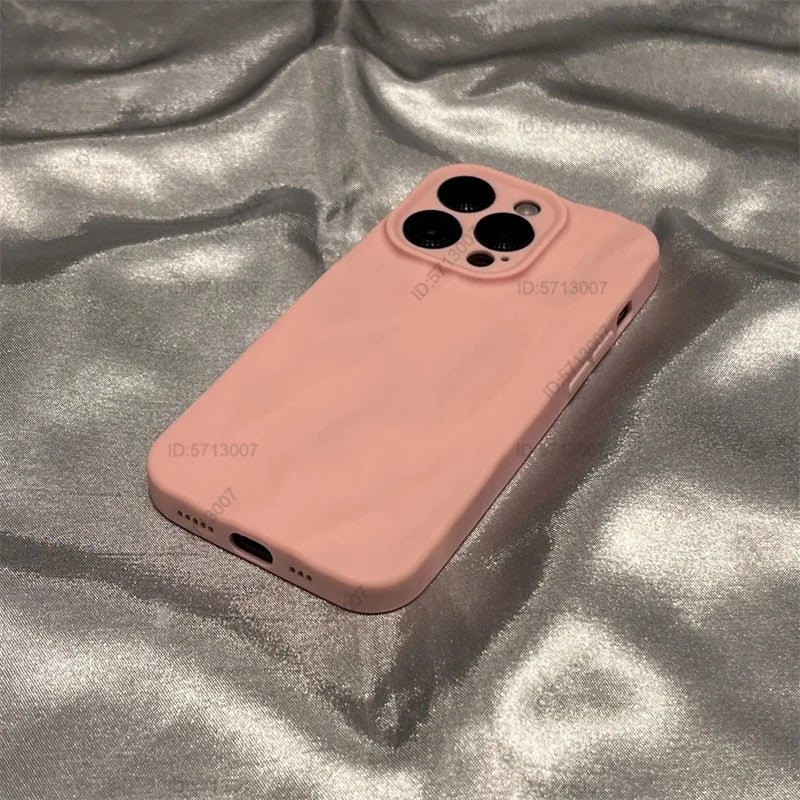Fashion Silicone Fold Wrinkle Phone Case for iPhone 14 13 12 11 15 Pro Max Soft Cases Shockproof Bumper Cover Phone Accessories