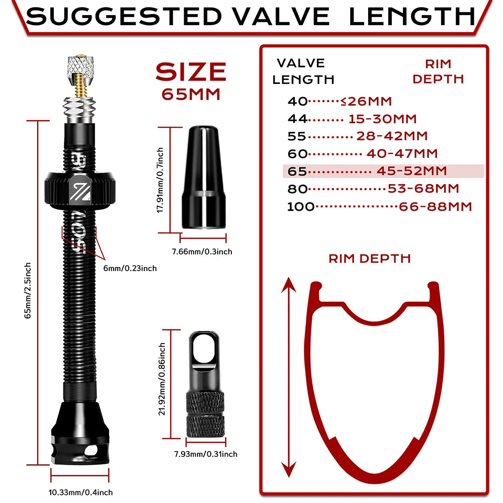BUCKLOS Bike Tubeless Valve 40MM 44MM 55MM 60MM Road Mountain Bicycle Presta Valves High Quality Tire Nipple MTB Accessories