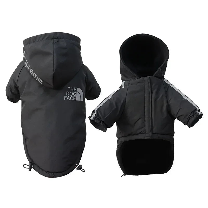 Pet Hoodie Sweatshirt Pullover Reflective Waterproof Dog Jacket with Fleece Lining Polyester Costume for Small Medium Breeds