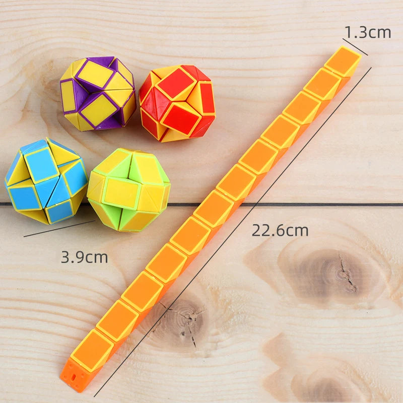 6Pcs/sets Folding Magic Snake Ruler Puzzle Antistress Cube Educational Toy Kids Birthday Party Favors Goodie Bags School Reward
