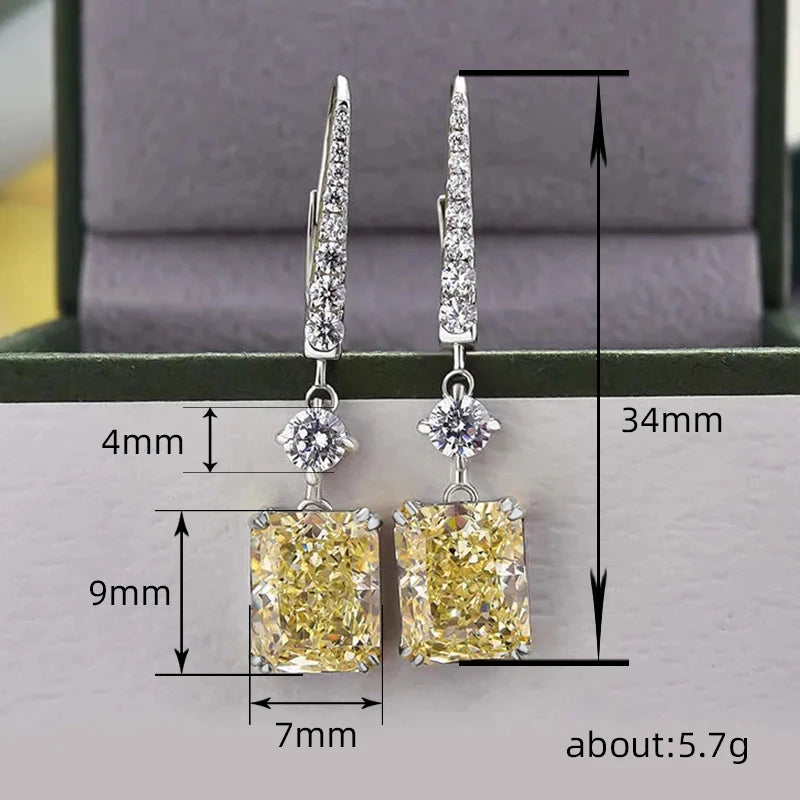 Temperament Yellow CZ Dangle Earrings for Women Modern Fashion Newly Designed Bridal Wedding Earrings Luxury Lady Jewelry