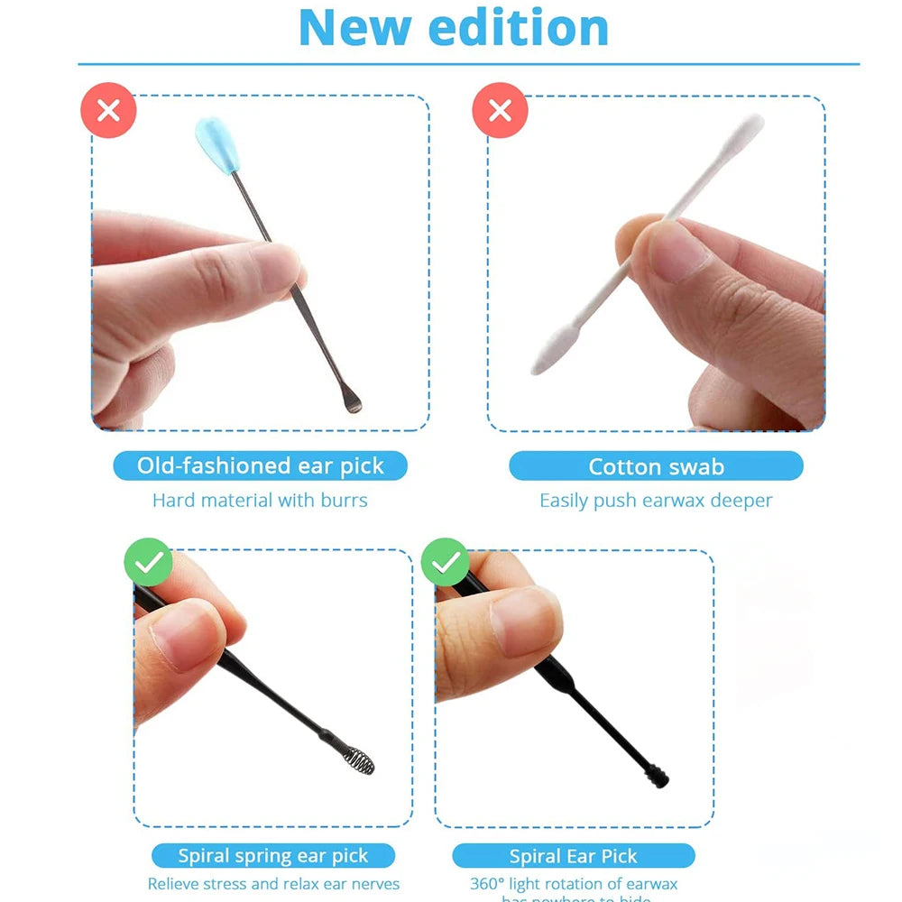 7Pcs ABS+tainless Steel Earpick Ear Cleaner Spoon Ear Care Cleaning Tool Ear Wax Removal Kit Ear Wax Ear Wax Removal Tool