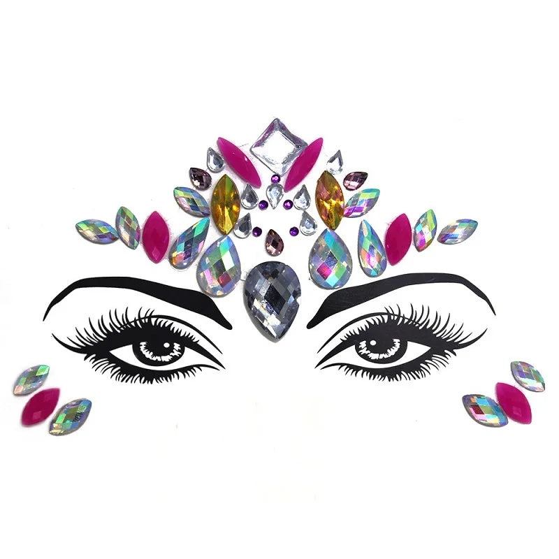 3D Rhinestone Bright Face stickers for festival Glitter Makeup Jewelry Sticker on Face crystals Gems jewels diamonds decoration