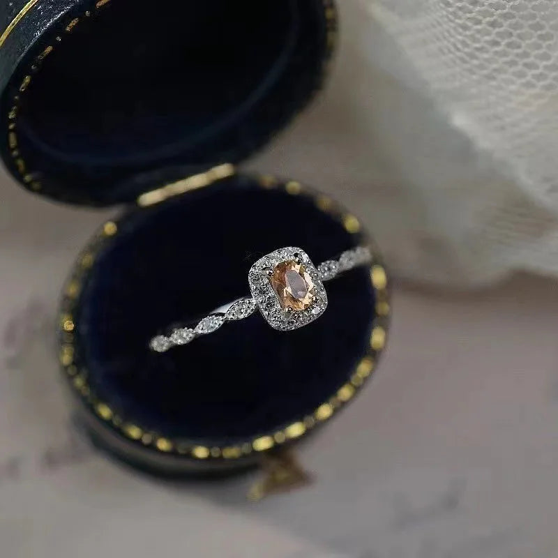 Unique Orange Cubic Zirconia Rings Silver Color/Gold Color 2023 New Wedding Rings for Women Temperament Elegant Jewelry