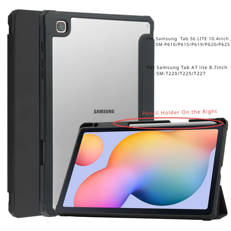 With Pencil Holder Case for Samsung Galaxy Tab A9+Plus 11 A8 10.5 A7 Lite 8.7 Tablet Cover Tab S9 Ultra 14.6 S8+12.4 S7 FE Cases
