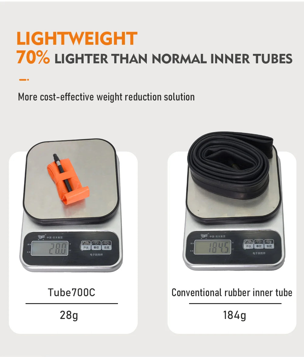 ThinkRider 28g Ultralight Bike Inner Tube 700 x 18 25 28 Road Bicycle TPU Tire 45/65/85mm Length French Valve Super Light Tube