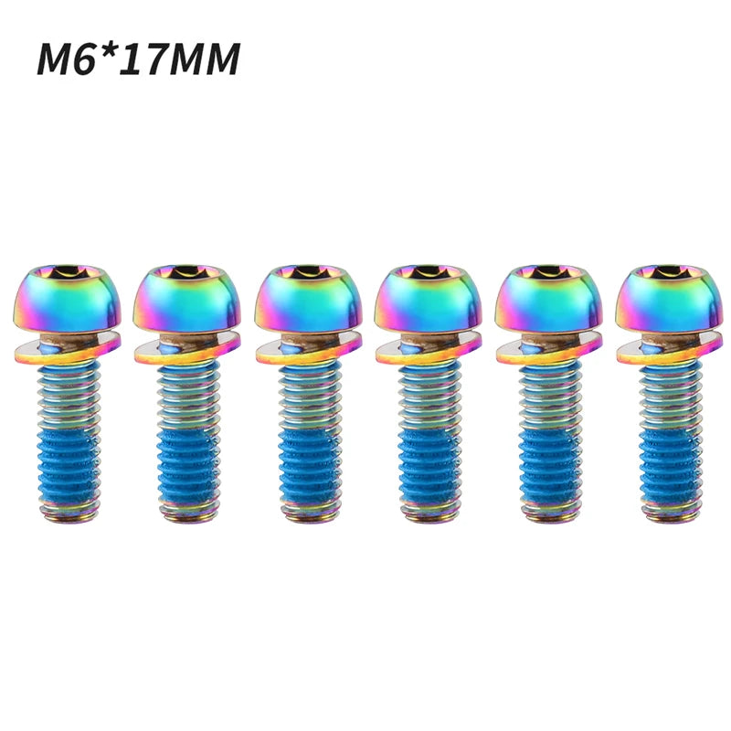 MUQZI 6pcs M6x17mm Disc Brake Caliper Bolts Bike Stem Bolt MTB Crank Arm Screw With Washer Bicycle Parts