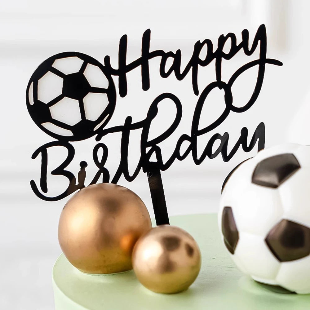 Football Boy Cake Decoration Football Field Player Doll Cupcake Top Happy Birthday Decoration Sports Children's Party Supplies