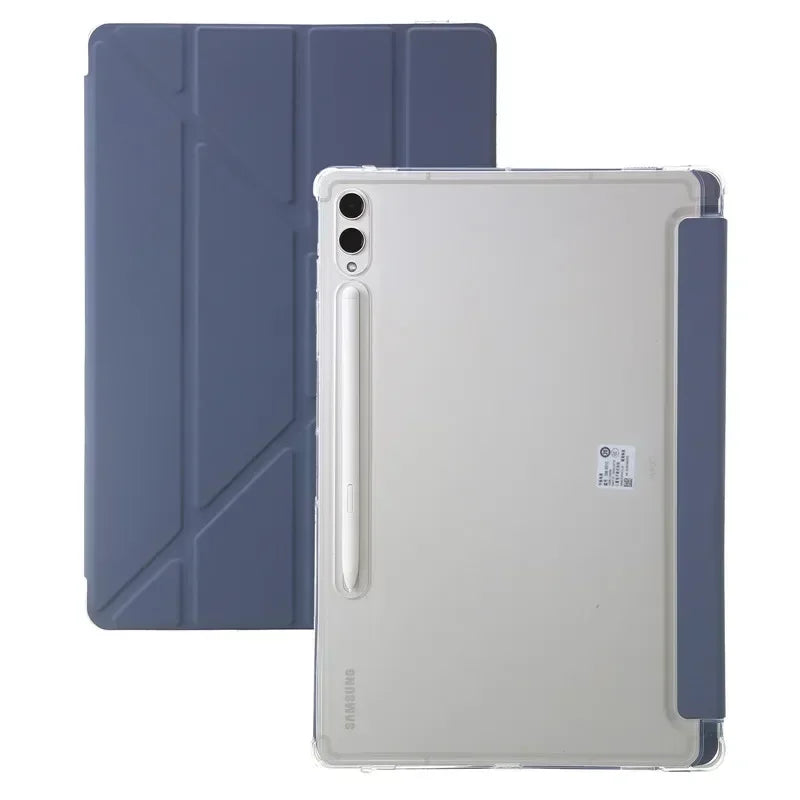 For Samsung Tab S9 Plus Case 12.4" Acrylic Clear Hard Back Stand Smart Cover For Galaxy Tab S9 FE S10 Plus Case With Pen Holder