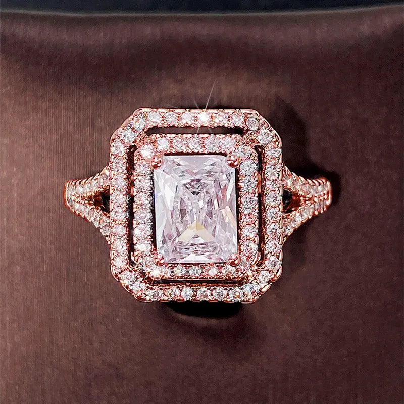 Fashion Square Cubic Zirconia Women Rings Modern Trendy Wedding Engagement Eternity Accessories Luxury Jewelry Wholesale