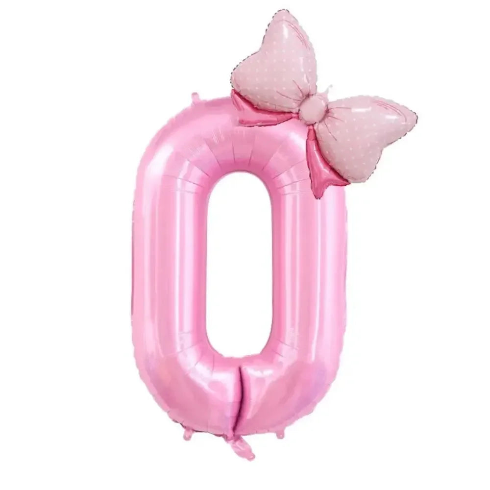 40 Inch Birthday Number Ballons New Girls Princess Birthday Pink Bownot Balloons Wedding Party Ballons Jumbo Number Balloon