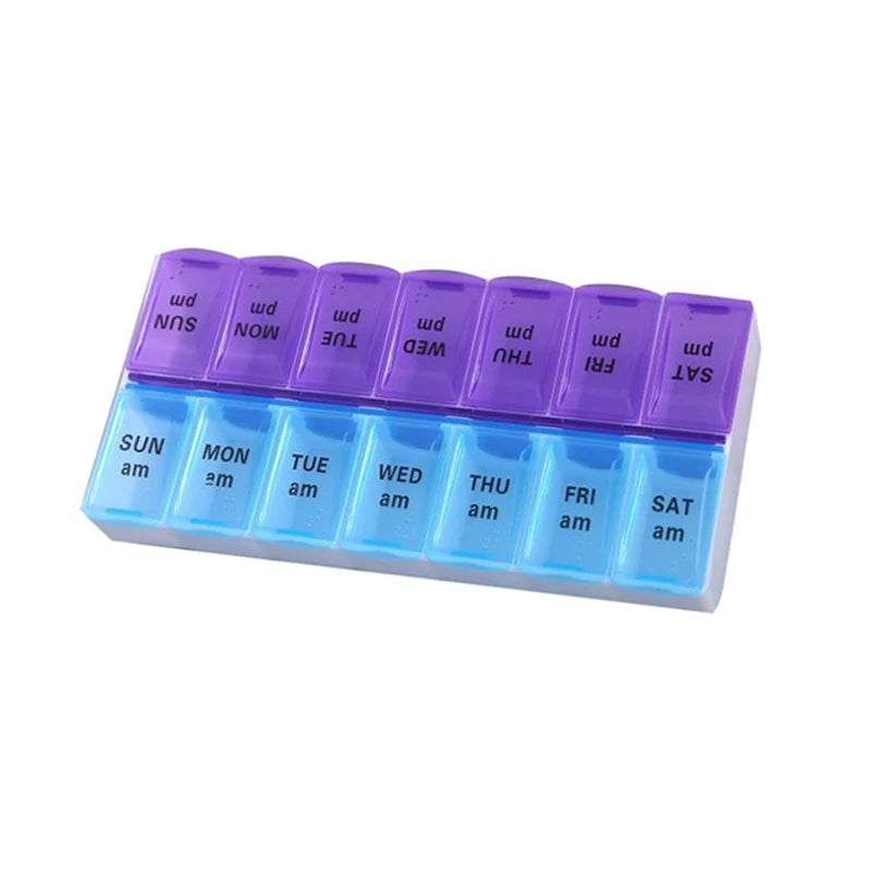 JUSTLANG Weekly 14 Grids 7 Days Pill Box Portable Travel Cases Organizer Pill Container Storage Tablets Vitamin Medicine