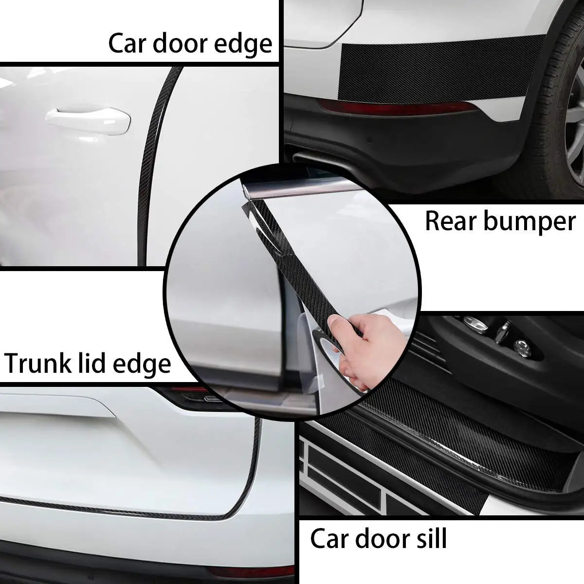 1-10m Nano Carbon Fiber Car 3D Tape Sticker Door Mirror Paste Protector Strip DIY Protection Protective Film Waterproof Adhesive