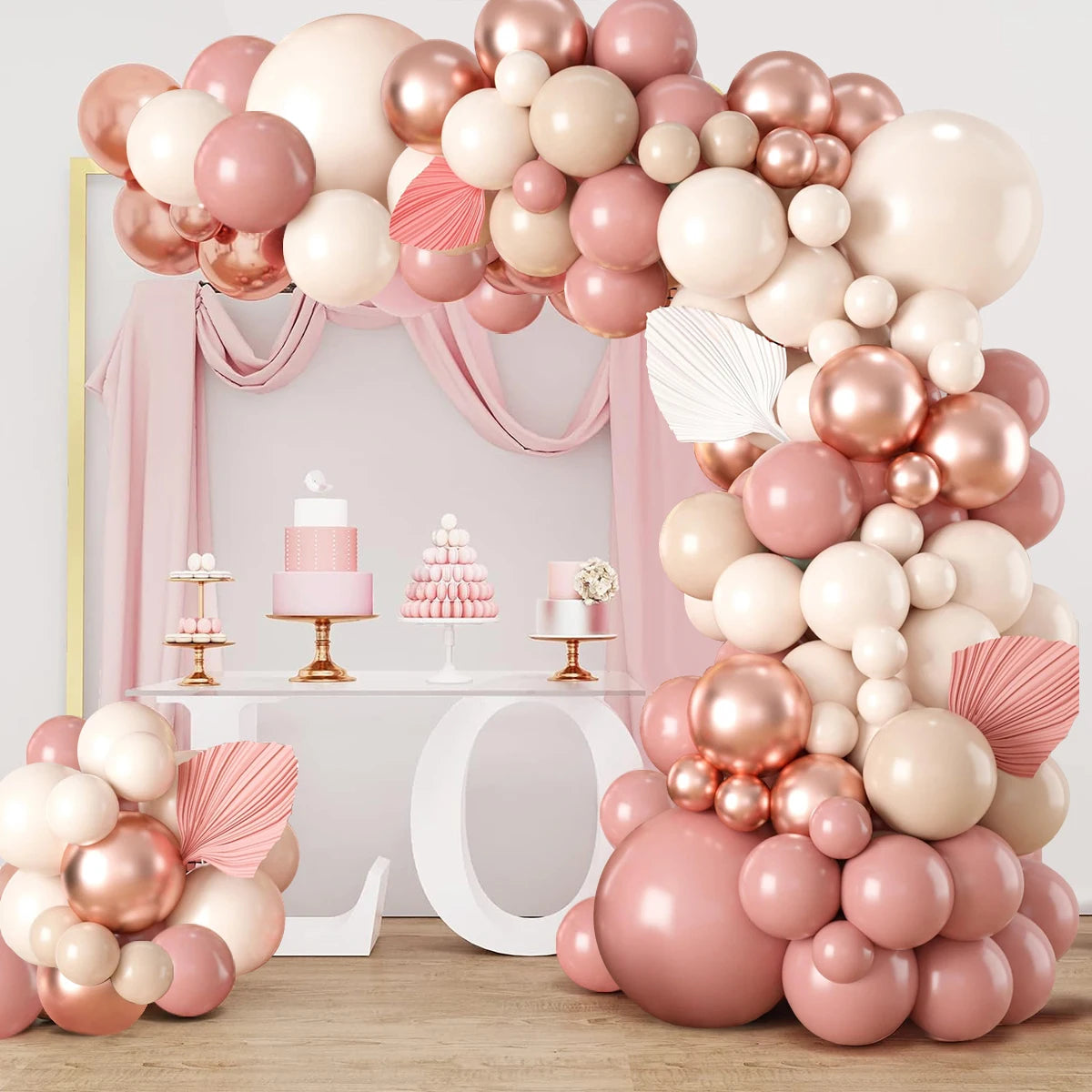 Blush Retro Pink Ivory White Balloons Garland Arch Kit for Birthday Party Wedding Baby Shower Decorations Party Supplies