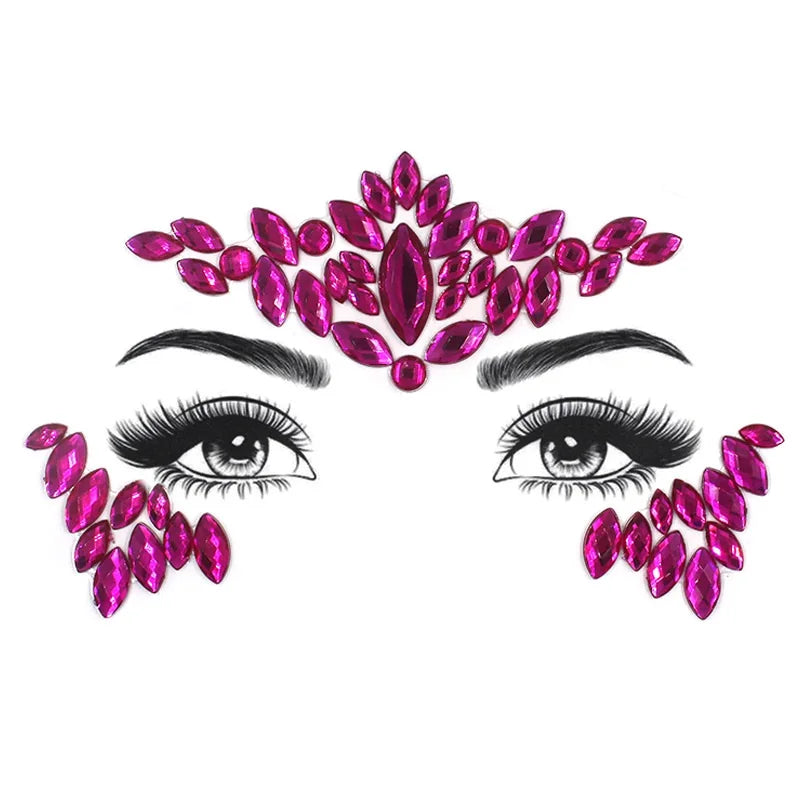 3D Rhinestone Bright Face stickers for festival Glitter Makeup Jewelry Sticker on Face crystals Gems jewels diamonds decoration