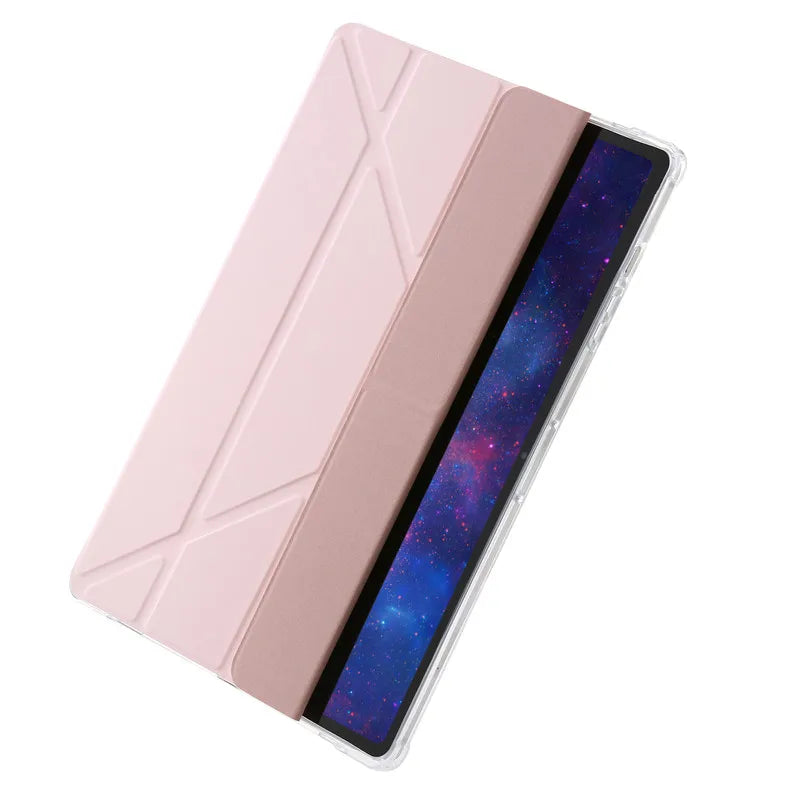 For Samsung Tab S9 Plus Case 12.4" Acrylic Clear Hard Back Stand Smart Cover For Galaxy Tab S9 FE S10 Plus Case With Pen Holder
