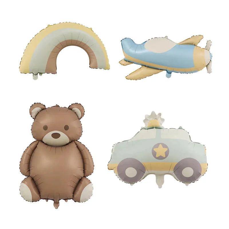 Cute Matte Rainbow Cake Bear Foil Balloon Kids Adult Birthday Party Decorations Cartoon Bow Candy Ice Cream Balloons Globos