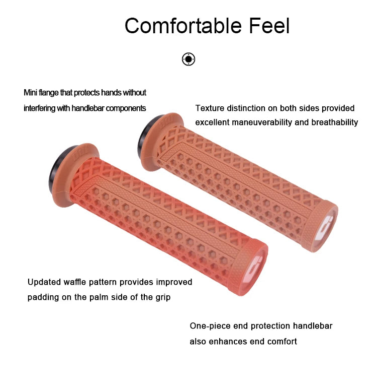 ODI VS-21 MTB Handlebar Grips Silicone Lock-On Bicycle Cover Updated Waffle Pattern Anti-slip Shock Absorption Handle Parts