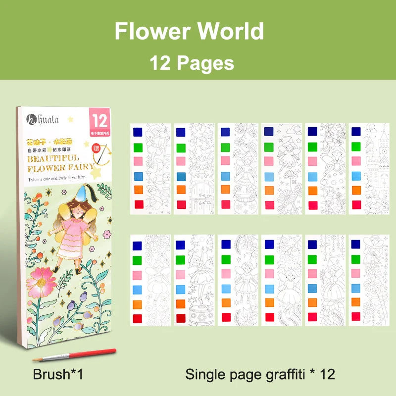 Coloring Books Portable Watercolor Painting Book Graffiti Picture Books Painting Drawing Toys For Children Gift