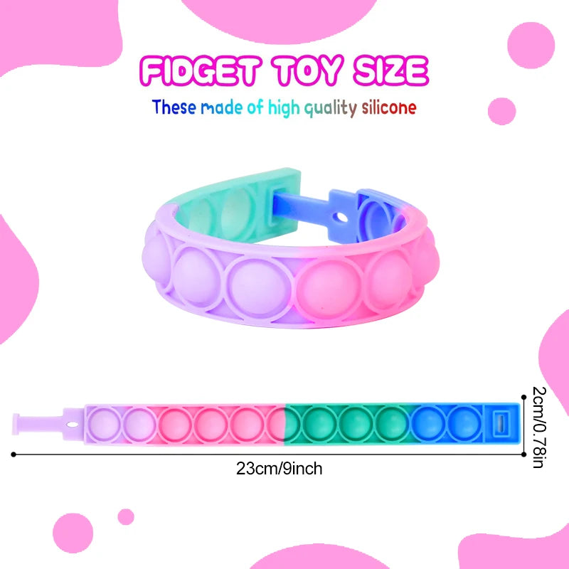 24/48/72Pcs Pop Bracelet Fidget Toy Kids Birthday Party Favors Goodie Bag Filler Sensory Stress Relief Christmas Gift Supplies
