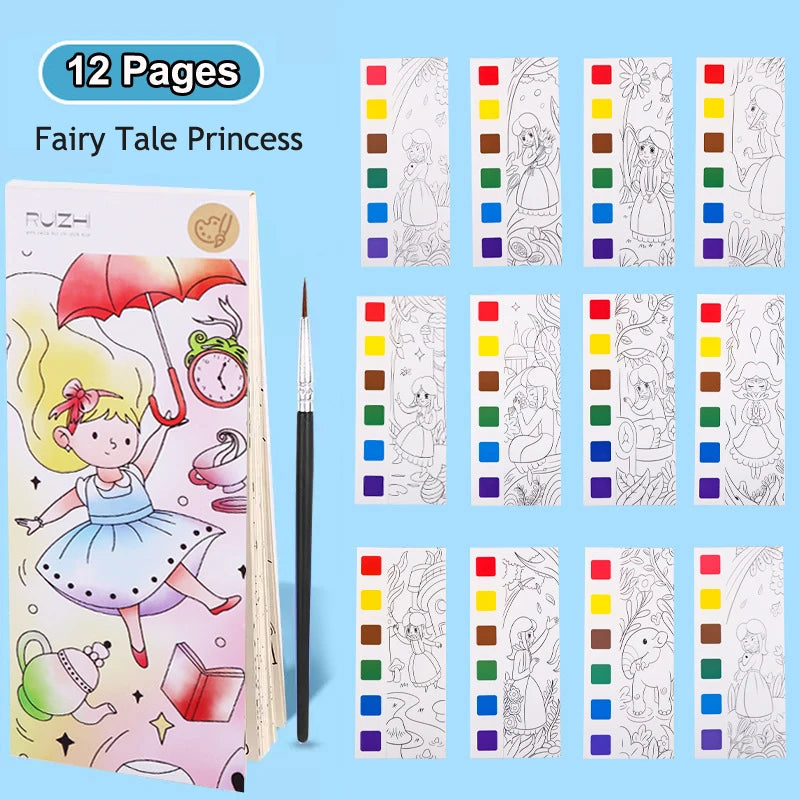 Coloring Books Portable Watercolor Painting Book Graffiti Picture Books Painting Drawing Toys For Children Gift