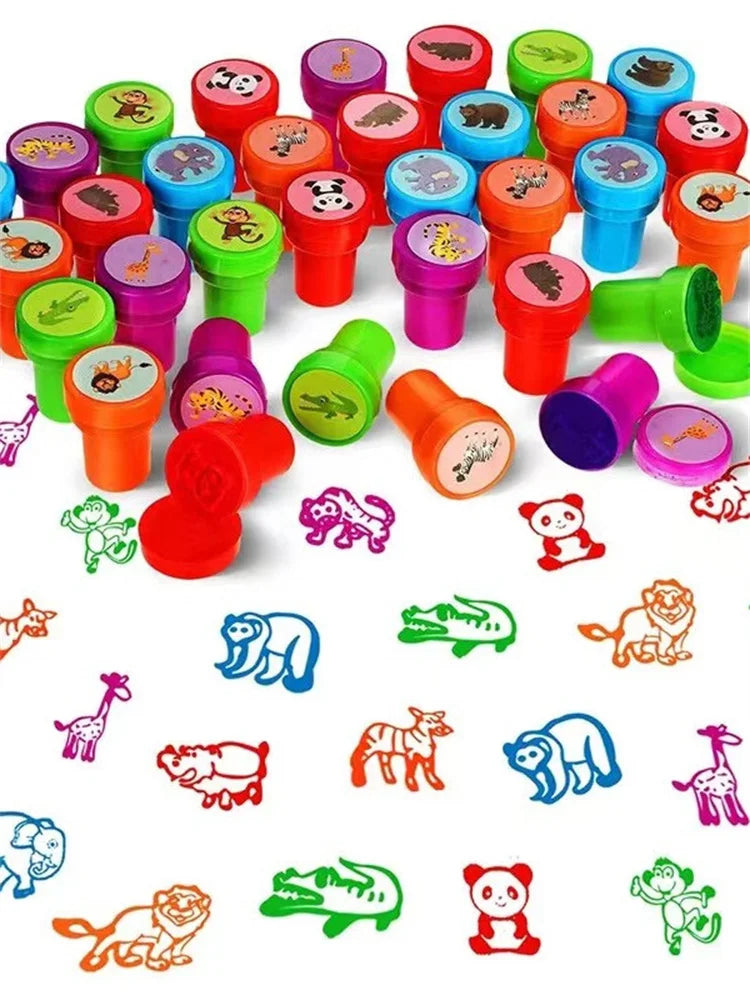 10pcs Assorted Stamps for Kids Self-ink Stamps Children Toy Stamps Smiley Face Seal Scrapbooking DIY Painting Photo Album Decor