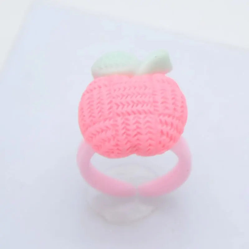 36Pcs Kids Cute Rings Resin Cartoon Jewelry Flower Shape Adjustable Ring Set Creative Accessories Girl Gifts