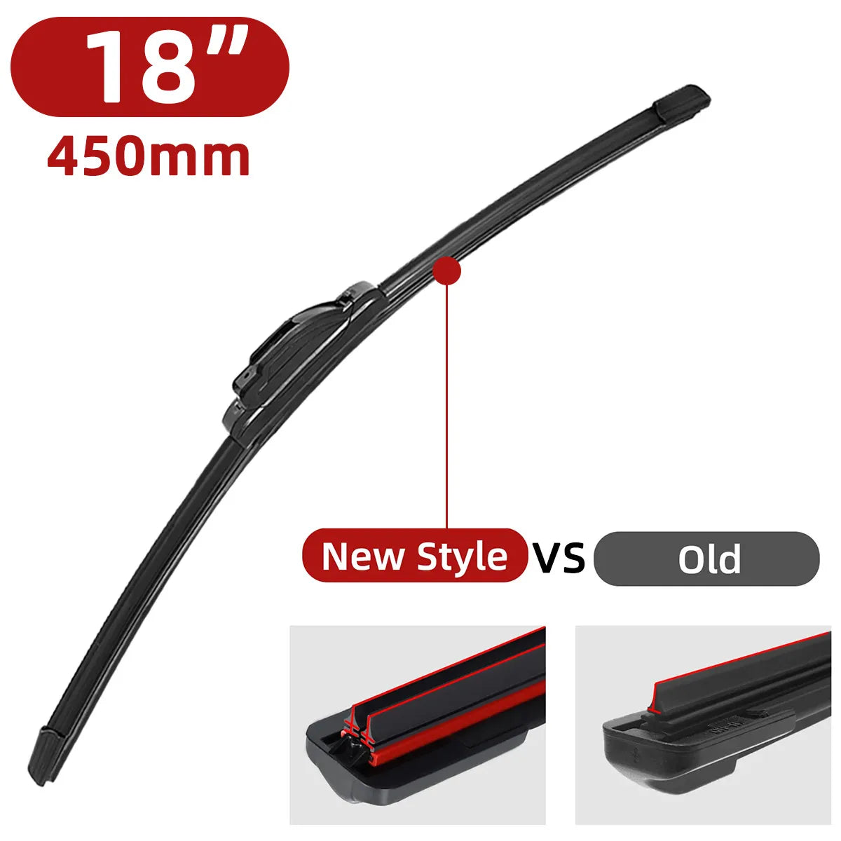 Automotive universal J/U hook double rubber strip wiper blade boneless wiper blade 14 "16" 18 "19" 20 "21" 22 "24" 26“