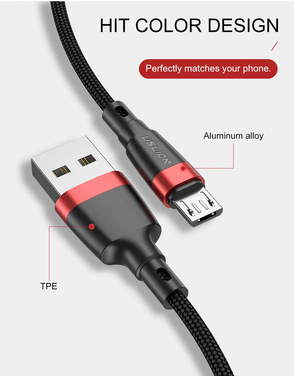 USLION 5A Micro USB Cable Fast Charger for Samsung Xiaomi LG