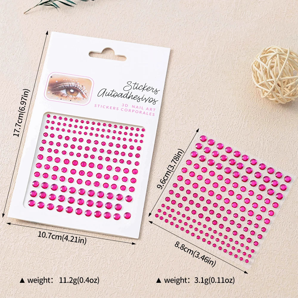 1Pcs Face Diamond Gem Sticker 5D Colorful Rhinestone Tattoo Eyeshadow Stickers fo Festival Nail Body Makeup Bling Jewel DIY Deco